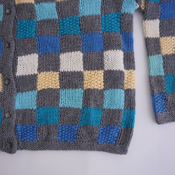 Vintage Christopher & Banks Grey Blue Checkered Button Up Cottagecore Cardigan M - Picture 6 of 12